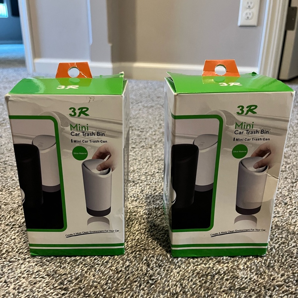 Two 3R Mini Car Trash Bins